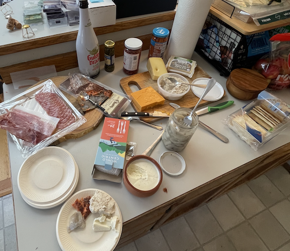 Nordic-themed snacks laid out alongside the draft