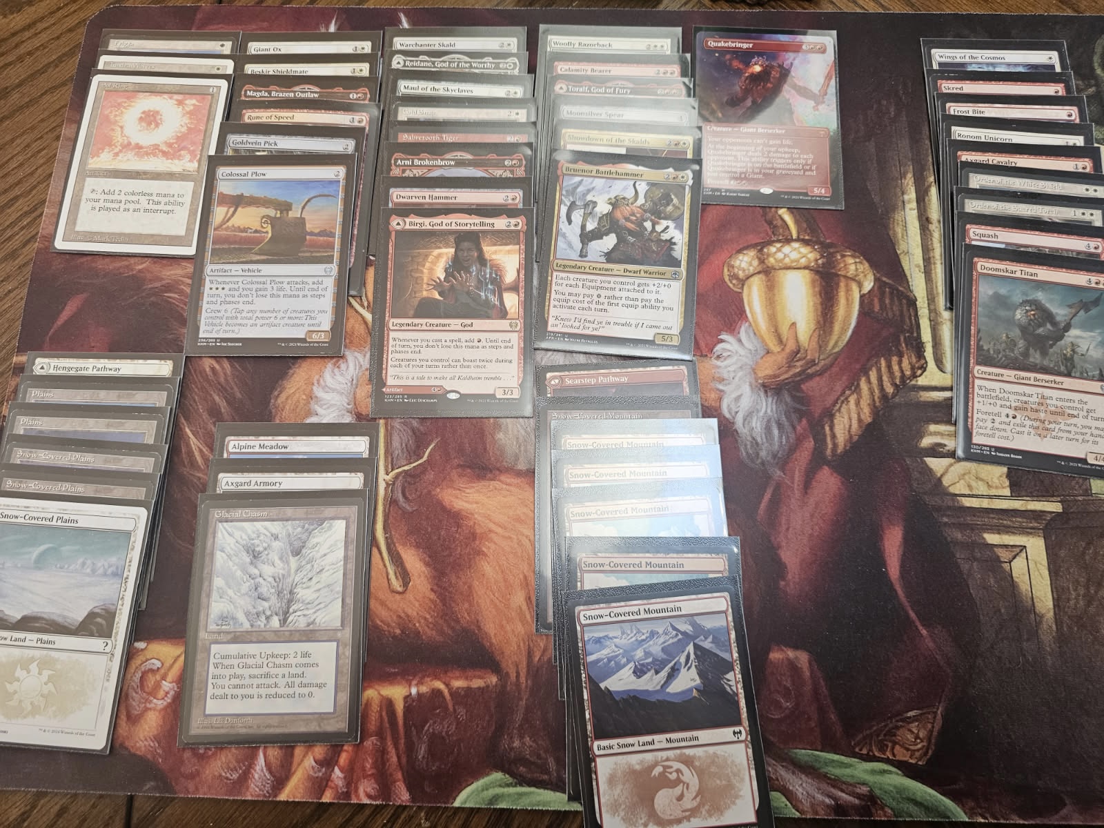 Red-White Aggro Equipment deck laid out on the table