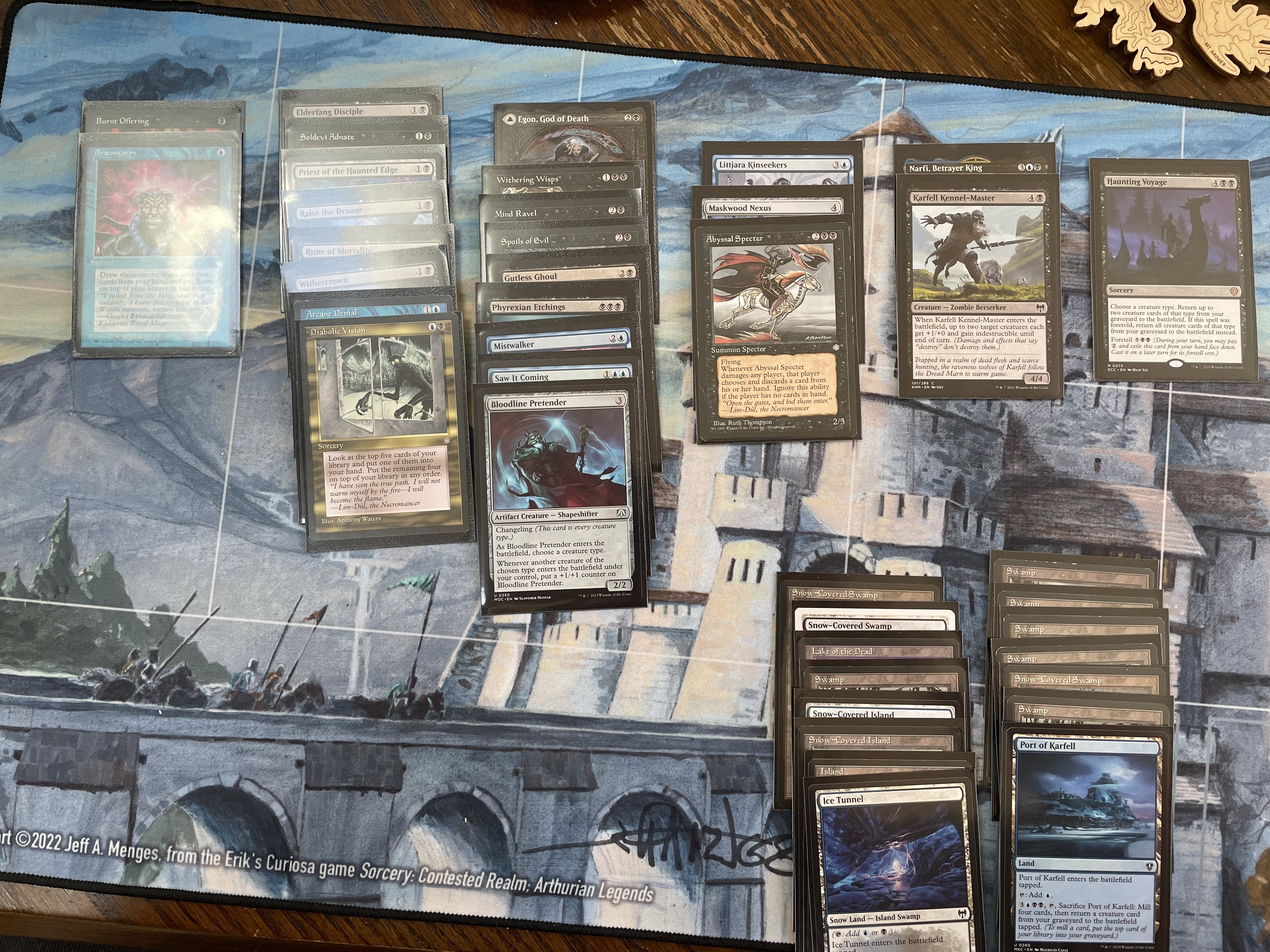 Blue-Black Zombies deck laid out on the table